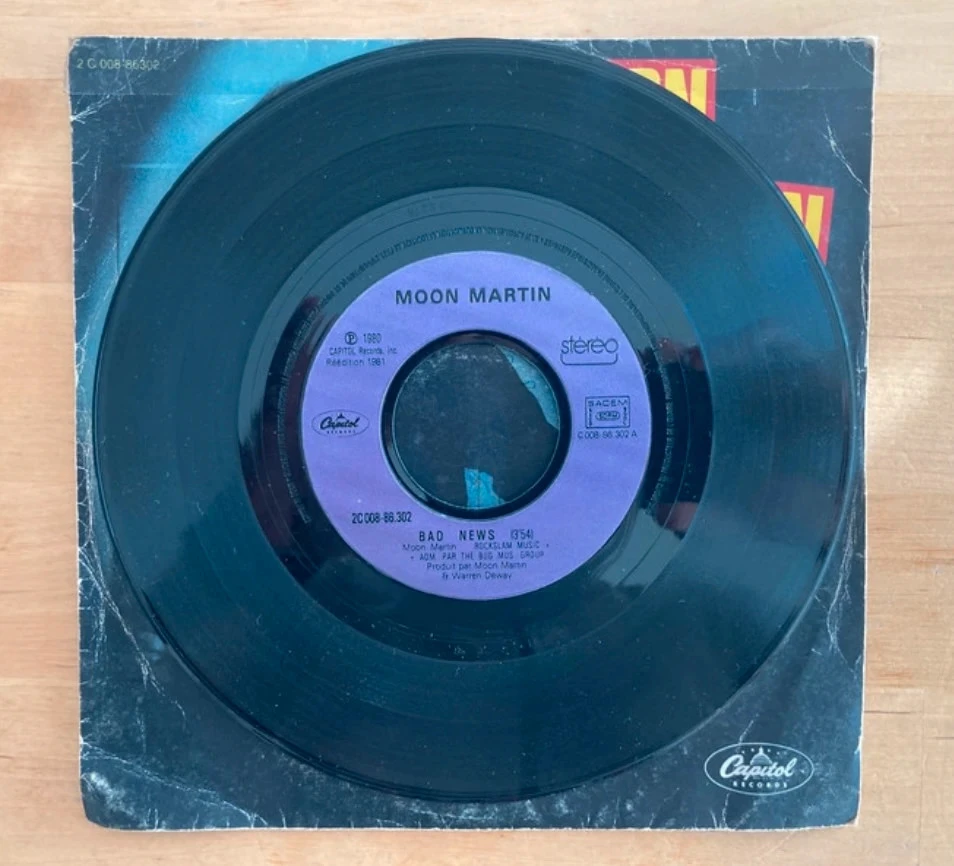 Vinylplaat 45T Moon Martin Bad News. – photo 3